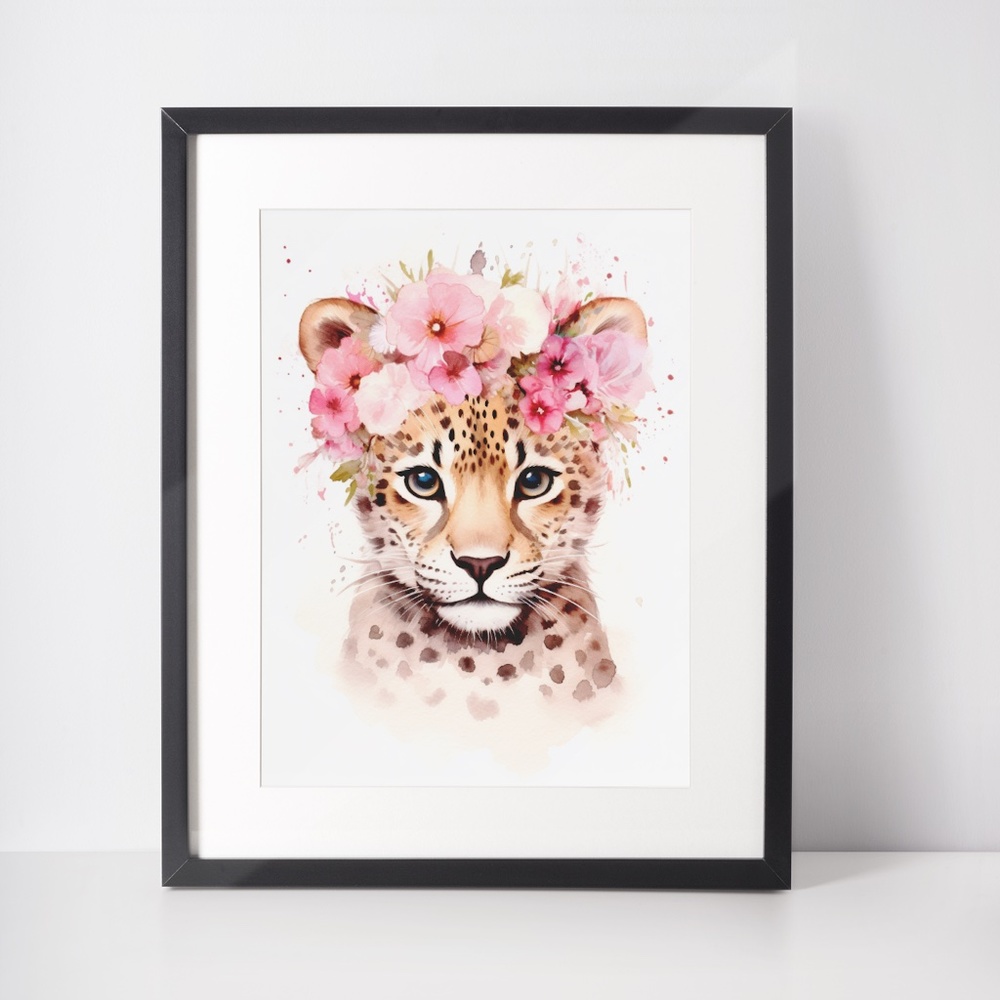 Watercolor Leopard Portrait Wall Art Illustration Print Poster Unframed - Picture 2 of 6